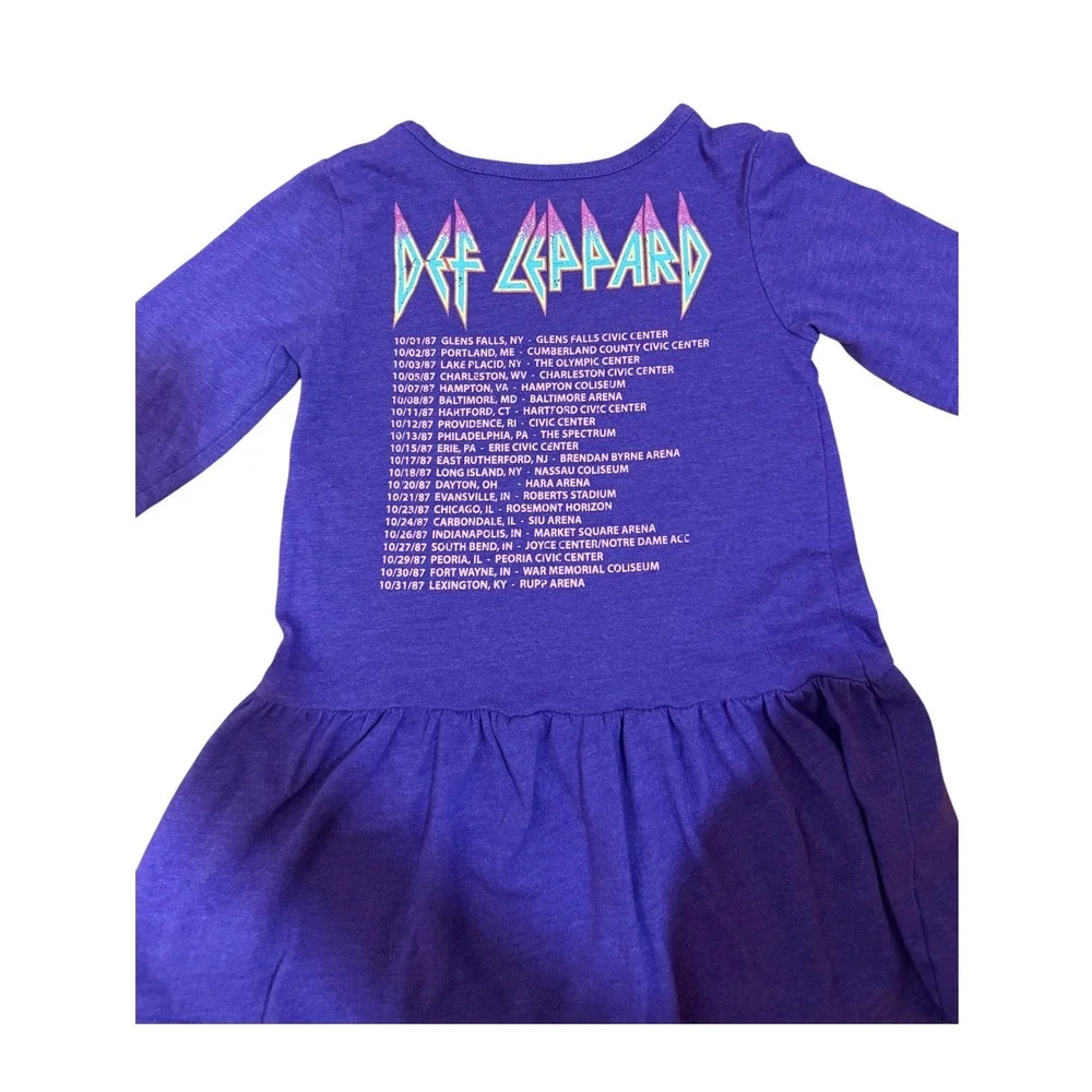 Def Leppard Graphic Dress Toddler‎ 4T Purple Excellent Hysteria World Tour 1987